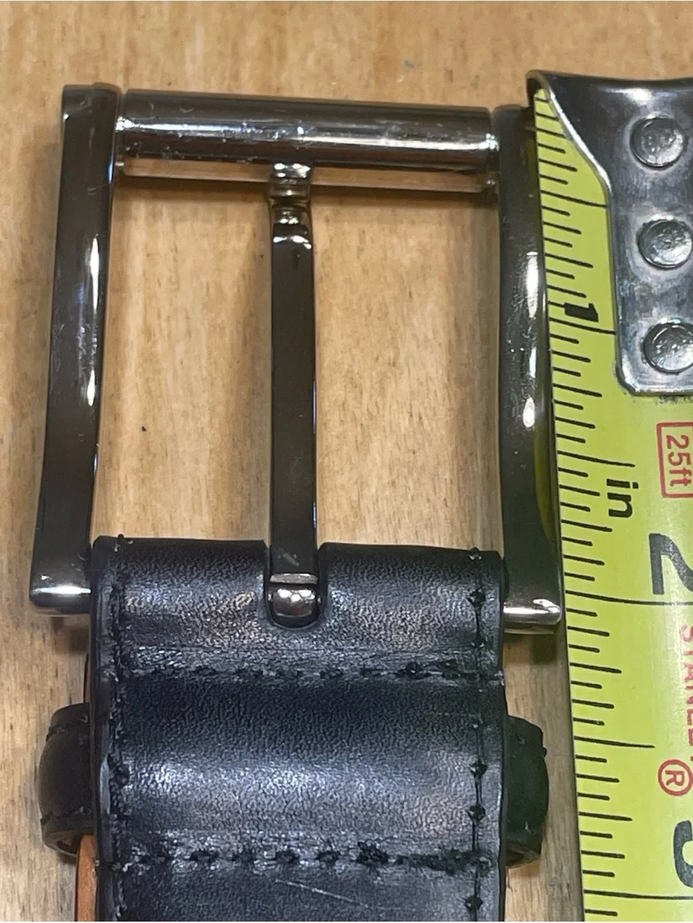 Magnanni Carbon Leather Belt with Silver Buckle Made in Spain Size 34 Black